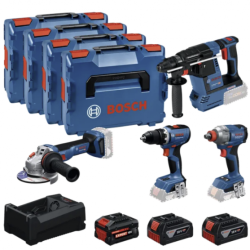 BOSCH - Σετ Εργαλείων GSR 18V-65 & GDX 18V-285 & GBH 18V-26 & GWS 18V-11 18V (2x5.0Ah,1x5.0Ah)