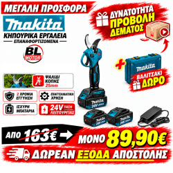 Κλαδευτικό ψαλίδι κλαδέματος Με κοπή 25mm επαναφορτιζόμενο 24v με 2 μπαταρίες 