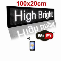 Επιγραφή Κυλιόμενη Πινακίδα LED λευκό με WiFi 100x20cm