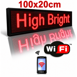 Επιγραφή Κυλιόμενη Πινακίδα LED Κόκκινη με WiFi 100x20cm