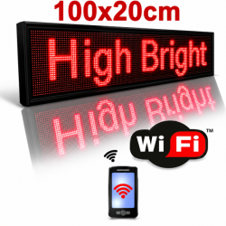 Επιγραφή Κυλιόμενη Πινακίδα LED Κόκκινη με WiFi 100x20cm